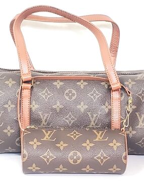 Louis Vuitton Brown Monogram Canvas Papillon Handbag with Tan Leather Trim